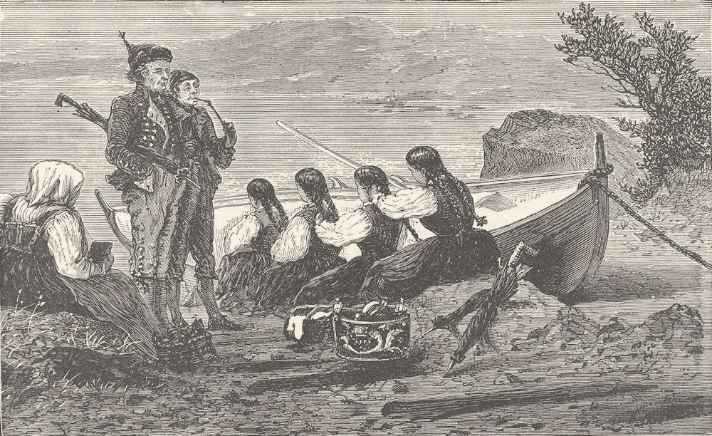 NORWAY. Hairdressing. The finishing touch to the toilet 1890 old antique print